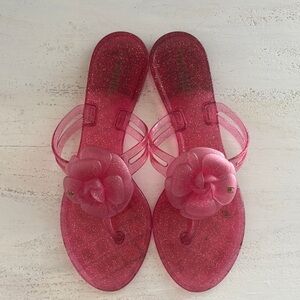 CHANEL Pink Glitter Sandals